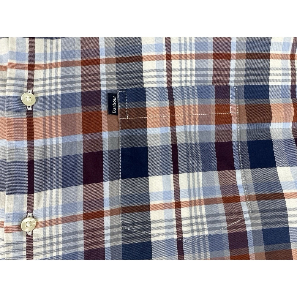 Barbour Plaid Button Down Shirt Blue Red White ~ Long Sleeve Mens XL ~ Pocket - Picture 4 of 16